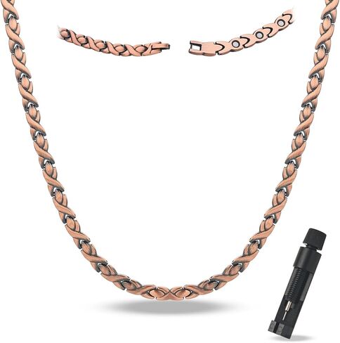 MagEnergy Copper Necklace for Men Women, Magnetic Necklace with 3500 Gauss Ultra Strength Neodymium Magnets, Adjustable Magnetic Jewelry with Sizing Tool (Vintage) in Saudi Arabia