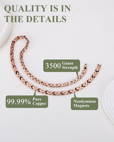 MagEnergy Copper Necklace for Men Women, Magnetic Necklace with 3500 Gauss Ultra Strength Neodymium Magnets, Adjustable Magnetic Jewelry with Sizing Tool (Vintage) in Saudi Arabia