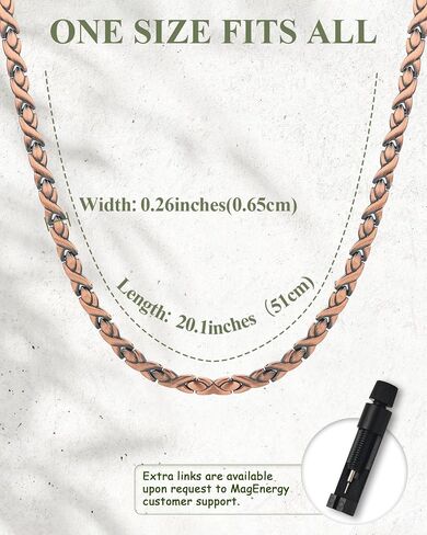 MagEnergy Copper Necklace for Men Women, Magnetic Necklace with 3500 Gauss Ultra Strength Neodymium Magnets, Adjustable Magnetic Jewelry with Sizing Tool (Vintage) in Saudi Arabia