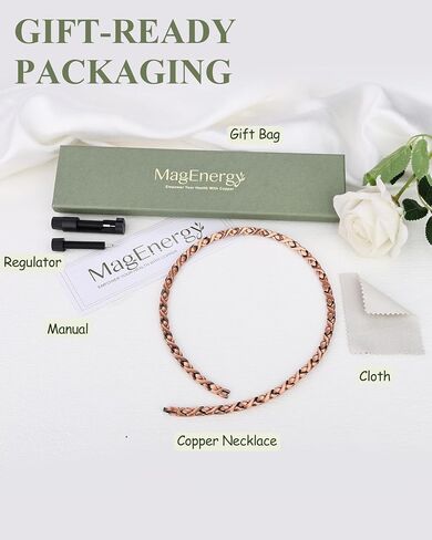 MagEnergy Copper Necklace for Men Women, Magnetic Necklace with 3500 Gauss Ultra Strength Neodymium Magnets, Adjustable Magnetic Jewelry with Sizing Tool (Vintage) in Saudi Arabia