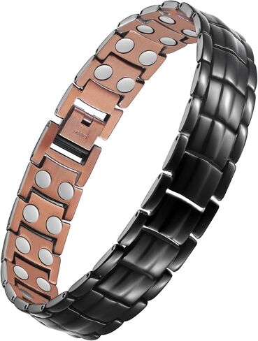Jecanori 2X Strength Pure Copper Bracelet for Men - Magnetic Bracelets for Men with Fold-Over Clasp, Adjustable Bracelet for Arthrist Pain Father Day Gifts Daily Use for Driving Home Office in Saudi Arabia