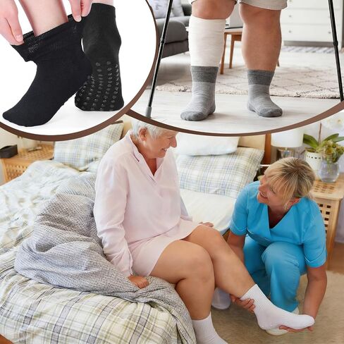 Geyoga 5 Pairs Extra Wide Diabetic Ankle Socks with Grippers for Men Women Lymphedema Swollen Feet Bariatric Socks Non Binding Anklets for Hospital Elderly in Kuwait