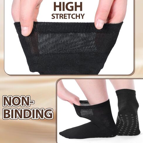Geyoga 5 Pairs Extra Wide Diabetic Ankle Socks with Grippers for Men Women Lymphedema Swollen Feet Bariatric Socks Non Binding Anklets for Hospital Elderly in Kuwait