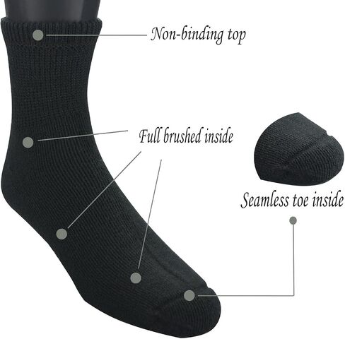Yomandamor Men's 4 Pairs Thermal Diabetic Socks Wool/Acrylic Cushioned Quarter Warm Socks,10-13 in Kuwait
