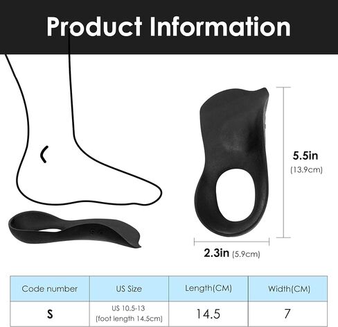 1 Pair Kids Flat Foot Insoles Size S - Pediatric Arch Support Shoe Inserts for Toddler Gait Correction - Orthopedic Pads for Knock Knees and Bow Legs Alignment Black in Kuwait
