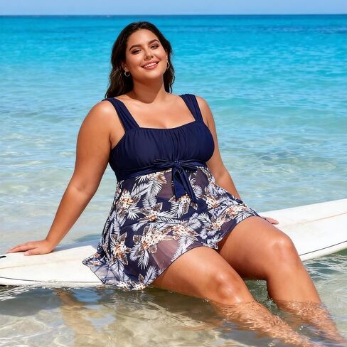 Plus Size Tankini Swimsuits- Women Two Piece Tankini Top with Shorts Flowy Swimsuit Bathing Suits with Shorts in Saudi Arabia