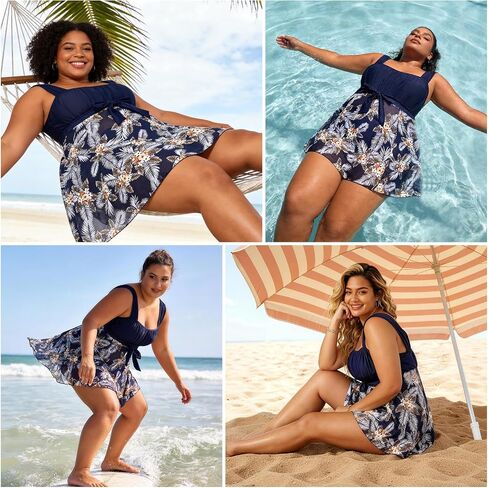 Plus Size Tankini Swimsuits- Women Two Piece Tankini Top with Shorts Flowy Swimsuit Bathing Suits with Shorts in Saudi Arabia