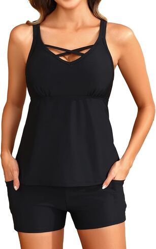 ملابس سباحة Talisea Tankini مع شورت - بدلة سباحة نسائية قطعتين مع جيوب 2025 in Kuwait