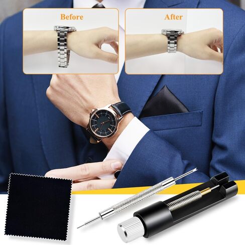 Watch Link Removal Tool, Upgrade Watch Band Tool Kit to Adjust and Remove Bracelet, Pin Remover, Adjust Watches Repair Kit With Pin Punch, 6PCS Extra Replacement, Cleaning Cloth, 20PCS Spring Bars in Saudi Arabia