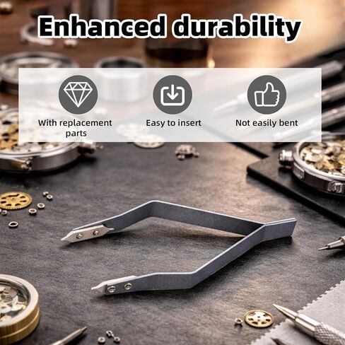 Mikovivi Spring Bar Tweezers for Watch Strap & Band – Aluminum Alloy Pin Removal Tool with Spare Fork Tips & Screwdriver, Precision Repair Kit for Watchmakers in Kuwait