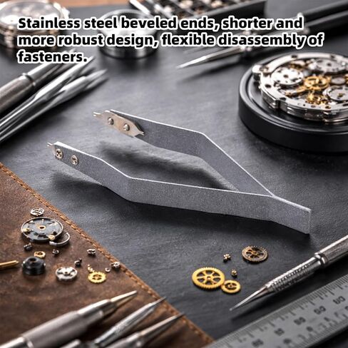 Mikovivi Spring Bar Tweezers for Watch Strap & Band – Aluminum Alloy Pin Removal Tool with Spare Fork Tips & Screwdriver, Precision Repair Kit for Watchmakers in Kuwait