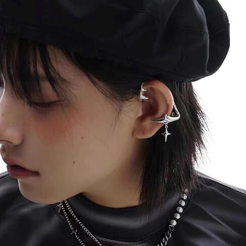 Fashion Star Clip Earrings Ear Cuff for Non-Pierced Ears Statement Cartilage Jewelry Rhinestone Earcuffs Wrap Earrings in Kuwait
