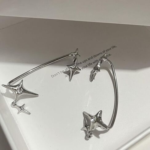 Fashion Star Clip Earrings Ear Cuff for Non-Pierced Ears Statement Cartilage Jewelry Rhinestone Earcuffs Wrap Earrings in Kuwait