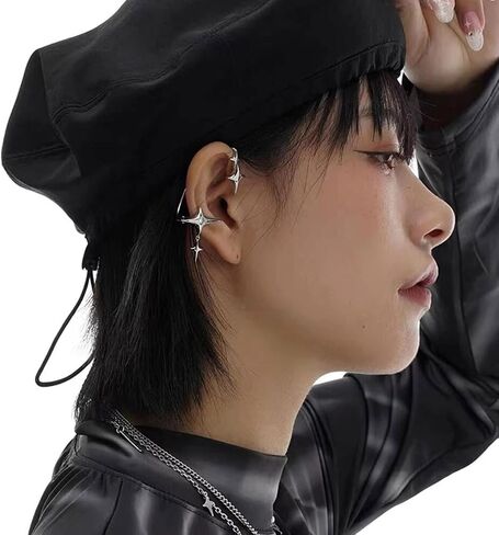 Fashion Star Clip Earrings Ear Cuff for Non-Pierced Ears Statement Cartilage Jewelry Rhinestone Earcuffs Wrap Earrings in Kuwait