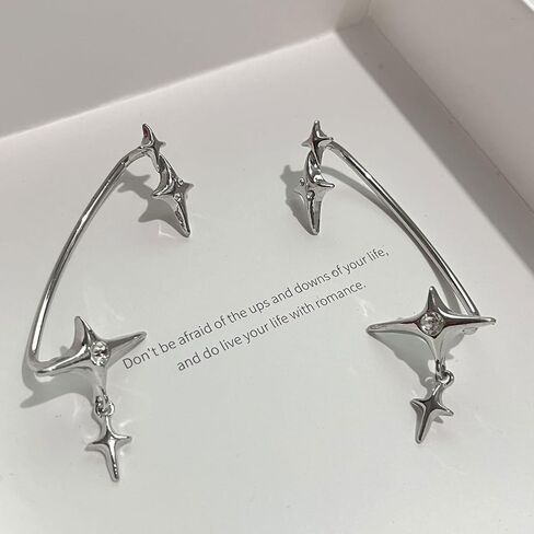 Fashion Star Clip Earrings Ear Cuff for Non-Pierced Ears Statement Cartilage Jewelry Rhinestone Earcuffs Wrap Earrings in Kuwait