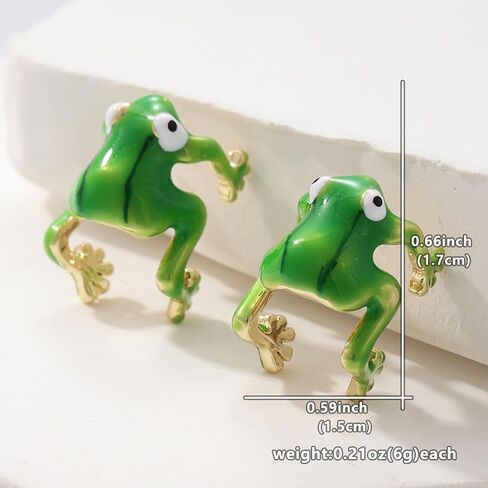 Green Frog Ear Cuff, Cute Green Frog Earrings, for Women Party Wedding Minimalist Trendy Everyday Ear Jewelry Statement Gift in Saudi Arabia