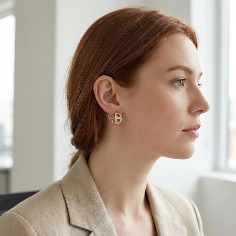 Ear Cuffs Non Piercing, Clip on Earrings Women Gold Plated, Hypoallergenic Fake Piercing Adjustable Earring Fashion Jewelry Gift for Women in Kuwait