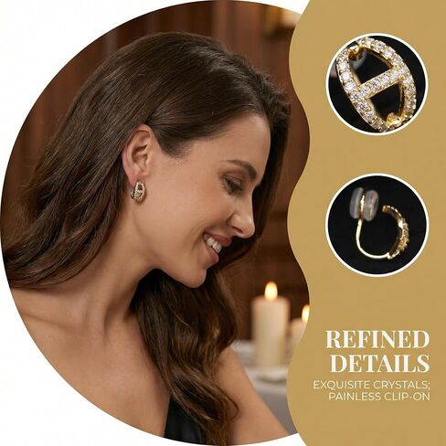 Ear Cuffs Non Piercing, Clip on Earrings Women Gold Plated, Hypoallergenic Fake Piercing Adjustable Earring Fashion Jewelry Gift for Women in Kuwait