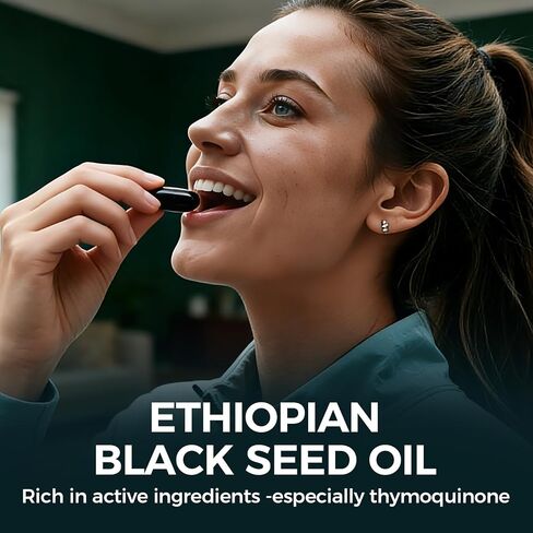 PURELYNUTRIENT Ethiopian Black Seed Oil Capsules with 4.64% Thymoquinone, Immune Support & Digestion & Energy Booster, Non-GMO, Gluten-Free, 60 Count Softgels in Kuwait