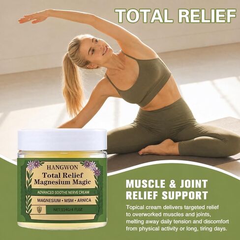 Total Relief Magnesium Magic Cream Advanced nerve Comfort with Arnica, Menthol, MSM,Fast-Absorbing for Relief Joint, Feet, Hands, Legs, Muscles, Natural Ingredient -4floz/114g in Saudi Arabia