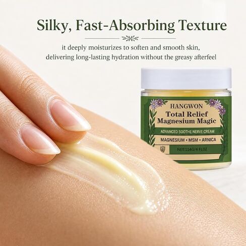 Total Relief Magnesium Magic Cream Advanced nerve Comfort with Arnica, Menthol, MSM,Fast-Absorbing for Relief Joint, Feet, Hands, Legs, Muscles, Natural Ingredient -4floz/114g in Saudi Arabia