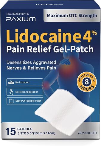 4% Lidocaine Patches Maximum Strength – Topical Pain Relief Patch for Back, Neck, Shoulders, Knees & Elbows – 15 Count in Kuwait