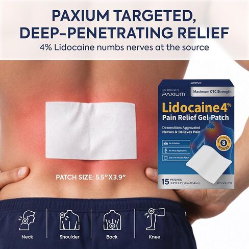 4% Lidocaine Patches Maximum Strength – Topical Pain Relief Patch for Back, Neck, Shoulders, Knees & Elbows – 15 Count in Kuwait