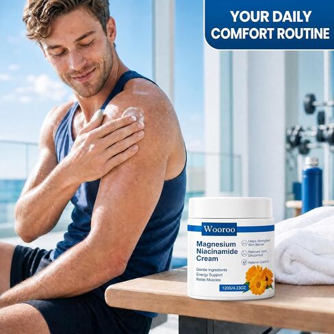 Magnesium Niacinamide Relief Cream with Arnica and Boswellia, Topical Magnesium Chloride, Lightweight, Non-Greasy Formula, for Joints, Legs and Feet,120g in Kuwait
