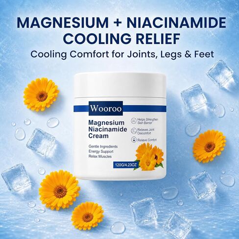 Magnesium Niacinamide Relief Cream with Arnica and Boswellia, Topical Magnesium Chloride, Lightweight, Non-Greasy Formula, for Joints, Legs and Feet,120g in Kuwait