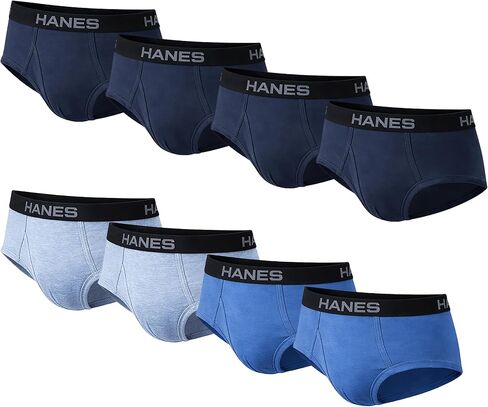 ملابس داخلية للرجال من Hanes، سراويل داخلية قطنية متوسطة الارتفاع، حزام خصر مغطى، ماص للرطوبة، 8 قطع - أزرق متنوع - 8 قطع مقاس XX-Large in Kuwait