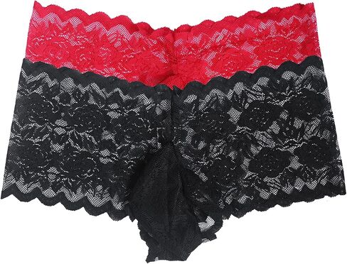 QiaTi Mens lace Panties Sexy Sissy Underwear Transparent Briefs Breathable Printed Pouch for Men Daily in Kuwait
