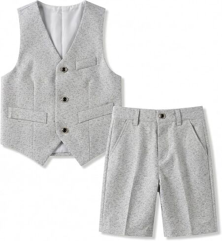 Boys Suits Slim Fit Formal Suits for Boy Tuxedo 2 Pcs Vest Shorts Set Lightweight Wedding Outfit in Saudi Arabia