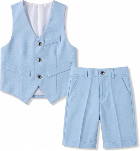 Boys Suits Slim Fit Formal Suits for Boy Tuxedo 2 Pcs Vest Shorts Set Lightweight Wedding Outfit in Saudi Arabia