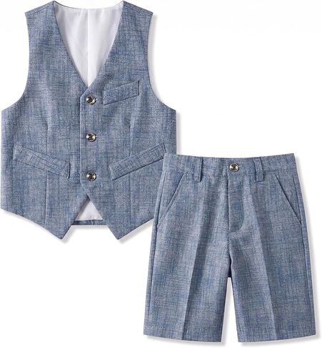 Boys Suits Slim Fit Formal Suits for Boy Tuxedo 2 Pcs Vest Shorts Set Lightweight Wedding Outfit in Saudi Arabia