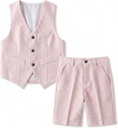 Boys Suits Slim Fit Formal Suits for Boy Tuxedo 2 Pcs Vest Shorts Set Lightweight Wedding Outfit in Saudi Arabia