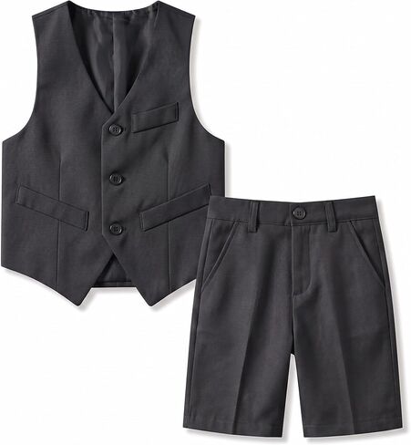 Boys Suits Slim Fit Formal Suits for Boy Tuxedo 2 Pcs Vest Shorts Set Lightweight Wedding Outfit in Saudi Arabia