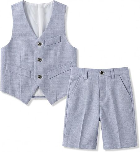 Boys Suits Slim Fit Formal Suits for Boy Tuxedo 2 Pcs Vest Shorts Set Lightweight Wedding Outfit in Saudi Arabia