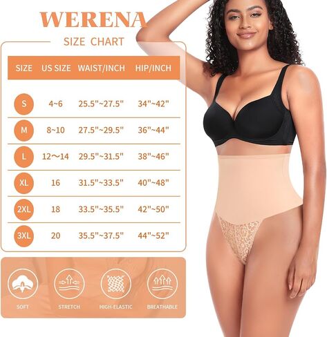 Werena البطن التحكم ثونغ ملابس داخلية للنساء منتصف عالية الخصر محدد شكل الجسم الملابس الداخلية الدانتيل تشكيل ثونغ حزام سراويل داخلية in Kuwait