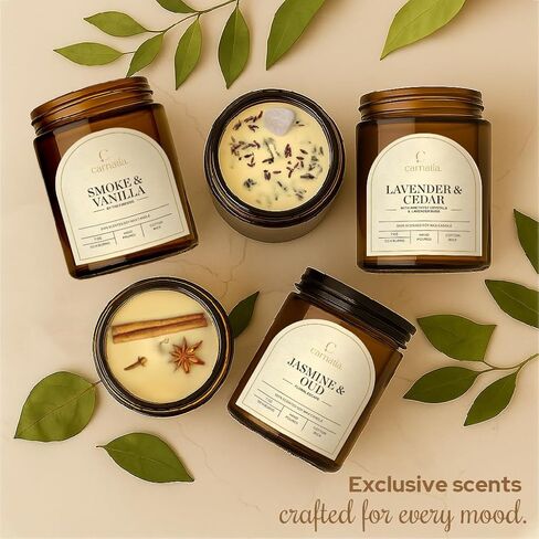 Carnatia Lavender & Cedar Scented Candle – 7 oz | 100% Soy Wax with Cotton Wick | 50 Hour Burn | Aromatherapy Candle for Home, Calm Focus & Relaxation | Gift for Women & Men in Kuwait