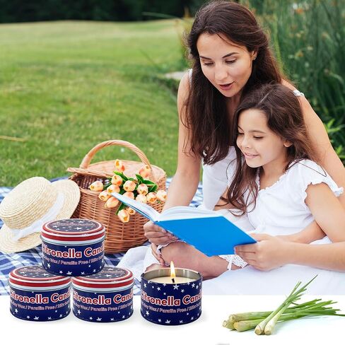 American Flag tin Candle Set of 4 (4oz Each) – Long-Lasting Outdoor Citronella Candles for July 4th Independence Day – Fresh Invigorating Fragrance to Enhance Ambiance in Saudi Arabia