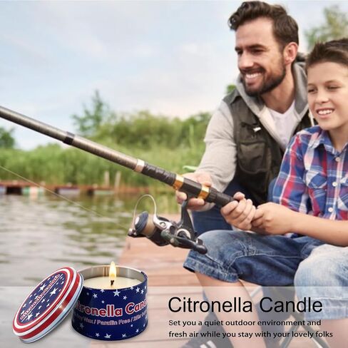 American Flag tin Candle Set of 4 (4oz Each) – Long-Lasting Outdoor Citronella Candles for July 4th Independence Day – Fresh Invigorating Fragrance to Enhance Ambiance in Saudi Arabia