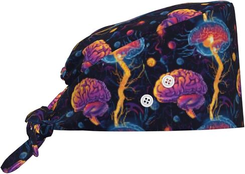 Working Cap, Scrub Cap with Buttons and Sweatband, Adjustable Tie Back Hat Breathable Headgear for Women/Men in Saudi Arabia