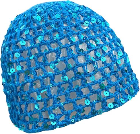 Sequin Crochet Hat for Women Lightweight Summer Beanie Glitter Open-Weave Headwear for Beach Rave Parties in Saudi Arabia