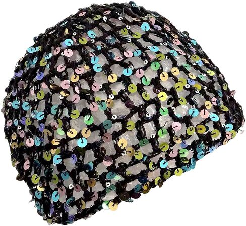 Sequin Crochet Hat for Women Lightweight Summer Beanie Glitter Open-Weave Headwear for Beach Rave Parties in Saudi Arabia