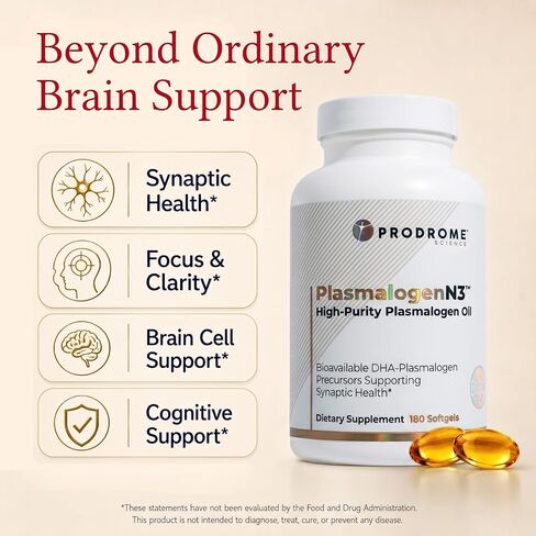 Plasmalogen Cognitive Support Supplement with Omega-3 DHA | Brain Health, Focus, Memory, Synapse & Nervous System Support | PlasmalogenN3™ | 60 Softgels in Saudi Arabia
