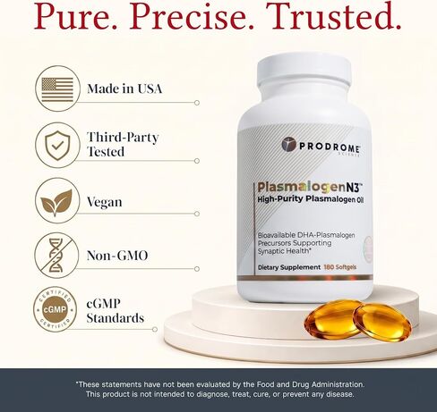 Plasmalogen Cognitive Support Supplement with Omega-3 DHA | Brain Health, Focus, Memory, Synapse & Nervous System Support | PlasmalogenN3™ | 60 Softgels in Saudi Arabia