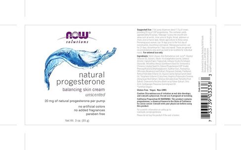 Now Foods Progesterone Cream Unscented 20 mg - 3 oz with Wild Yam Extract in Kuwait
