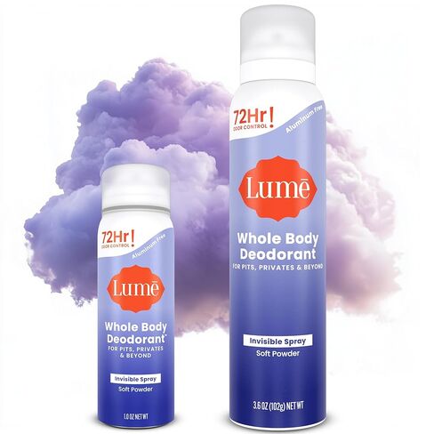 Lume Invisible Spray Deodorant For Women Two Pack - Full Size & Mini Whole Body Deodorant Spray - 72 Hr Odor Control - Aluminum & Baking Soda Free - 2 Piece Bundle - 3.6 oz & 1.0 oz (Clean Tangerine) in Saudi Arabia