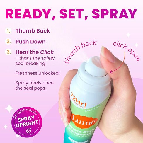 Lume Invisible Spray Deodorant For Women Two Pack - Full Size & Mini Whole Body Deodorant Spray - 72 Hr Odor Control - Aluminum & Baking Soda Free - 2 Piece Bundle - 3.6 oz & 1.0 oz (Clean Tangerine) in Saudi Arabia