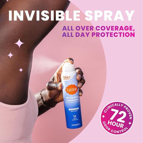 Lume Invisible Spray Deodorant For Women Two Pack - Full Size & Mini Whole Body Deodorant Spray - 72 Hr Odor Control - Aluminum & Baking Soda Free - 2 Piece Bundle - 3.6 oz & 1.0 oz (Clean Tangerine) in Saudi Arabia